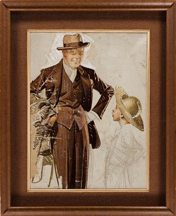 JOSEPH CHRISTIAN LEYENDECKER (1874-1951) Kuppenheimer clothing advertisement study. [ADVERTISING / MENS FASHION]